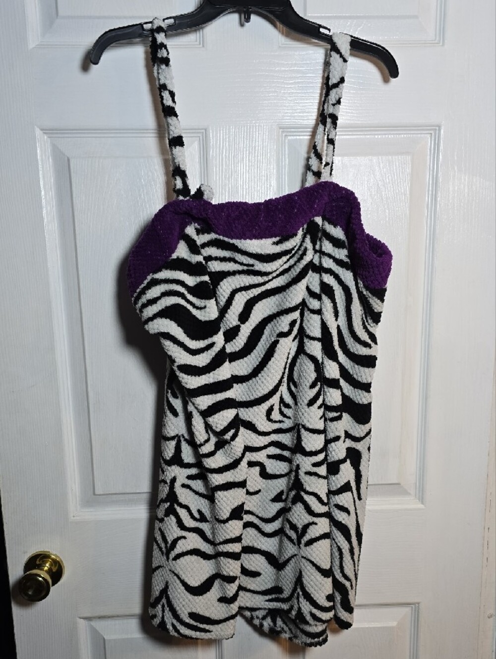 No Boundaries XXL Zebra Print Terry Tube Towl Dress with Purple Trim - Picture 5 of 5